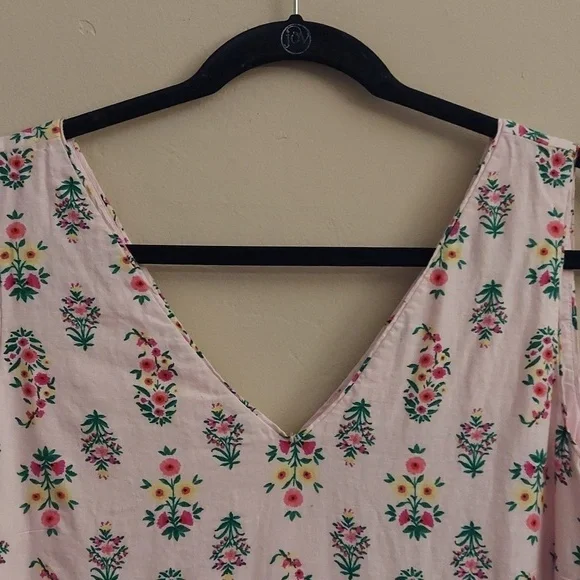 ANN TAYLOR Floral Linen Blend Lined Pink Dress - Picture 4 of 13